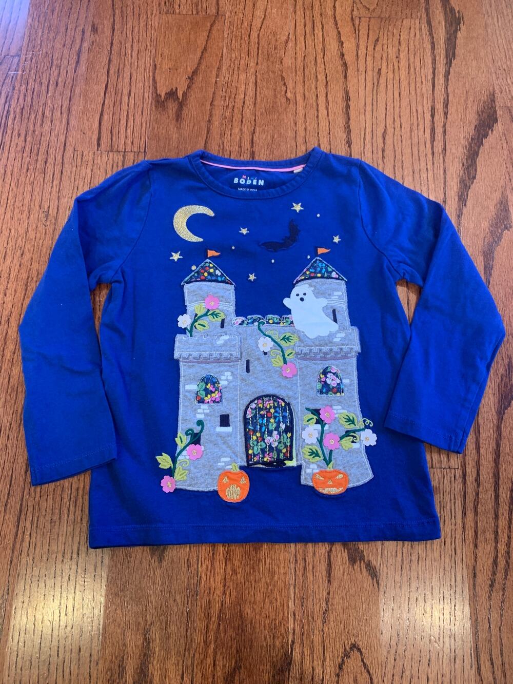 Mini Boden Halloween Castle Applique Hide-N-Seek Long Sleeve Shirt | 5-6 years
